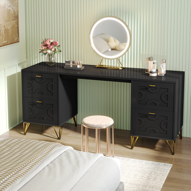 59-Inch Makeup Vanity Desk, Black