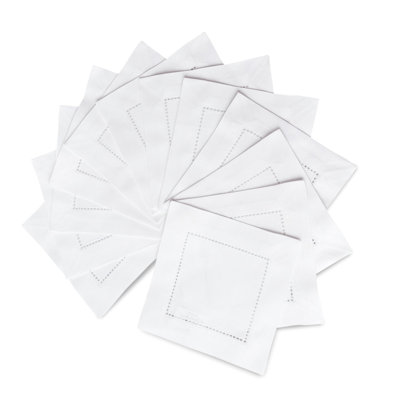 Cotton Linen Hemstitch Cocktail Napkins