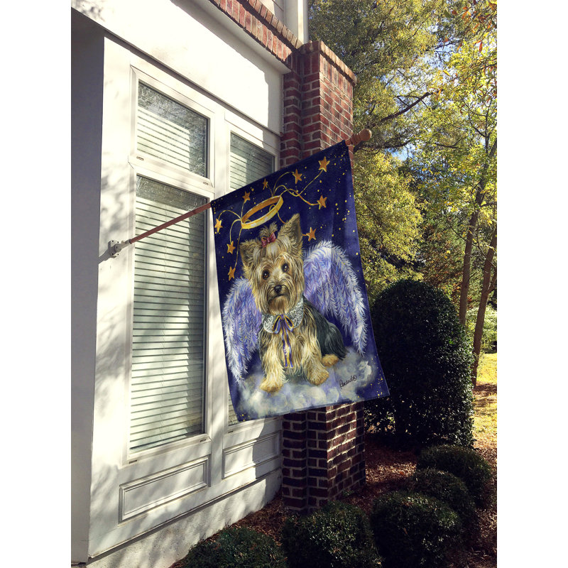 Drapeau de maison Hvidovre Sheltie Halloween en polyester à 2 faces 3 x 2 pi, Yorkshire terrier arbre de Noël de famille