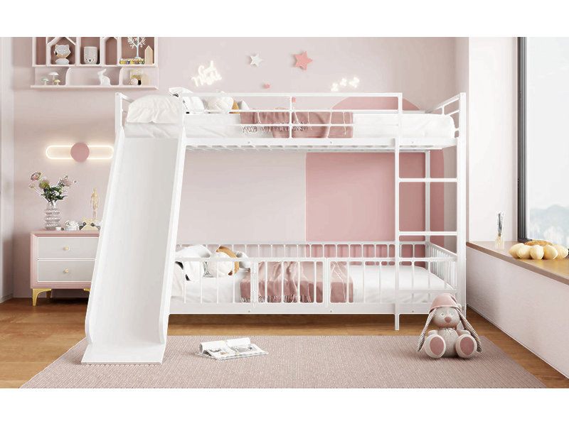 Loft Bed With L-Shape Desk And Wardrobe, Full XL, White