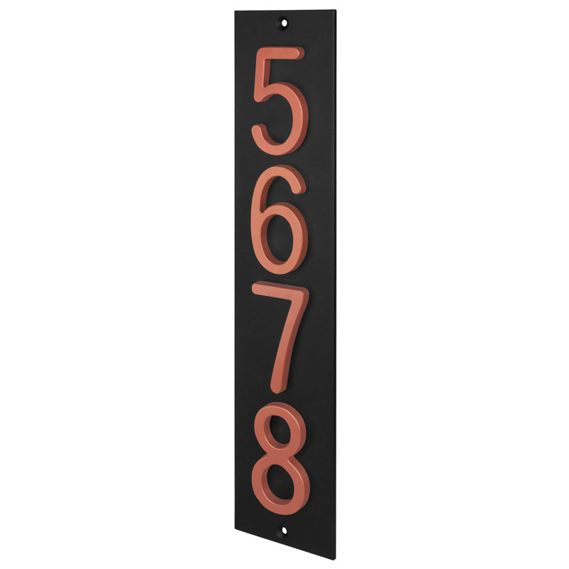 Plaque d'adresse verticale en aluminium Royal Shade, Noir, Cuivre, Oui