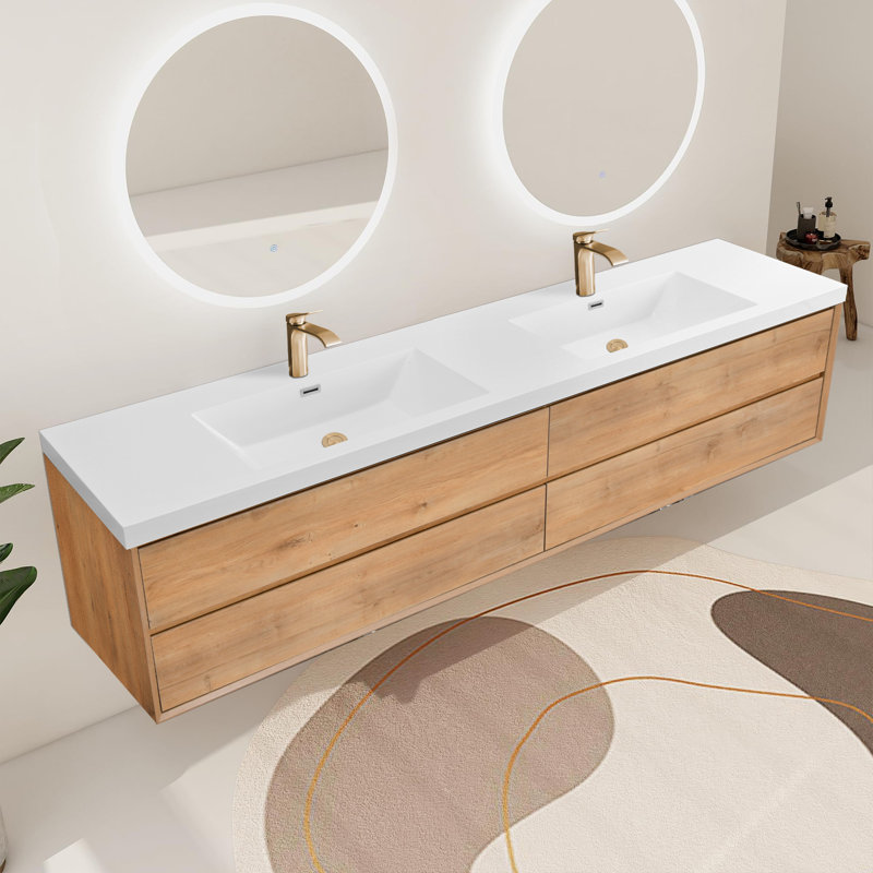Meuble-lavabo flottant mural 84 po avec double lavabo 84 po Bahtroom