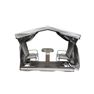Fauteuil oscillant couvert de baldaquin - structure en aluminium pour 4 sièges confortables avec intempéries