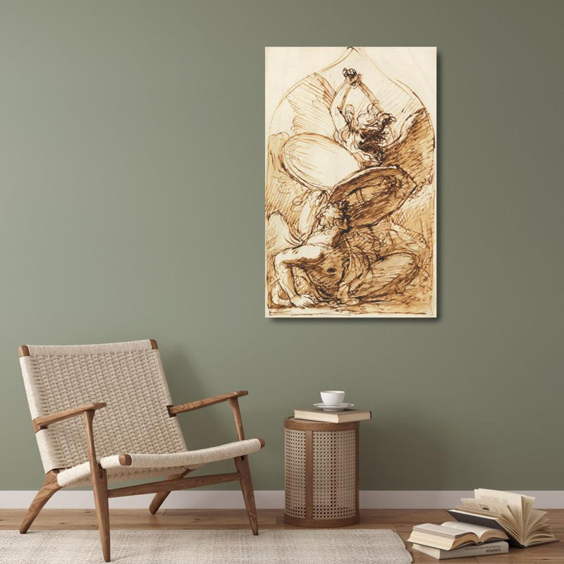 "St. Michael and Lucifer" by  Benjamin West - Gallery Wrap Canvas Wall Art, 40" H x 28" W
