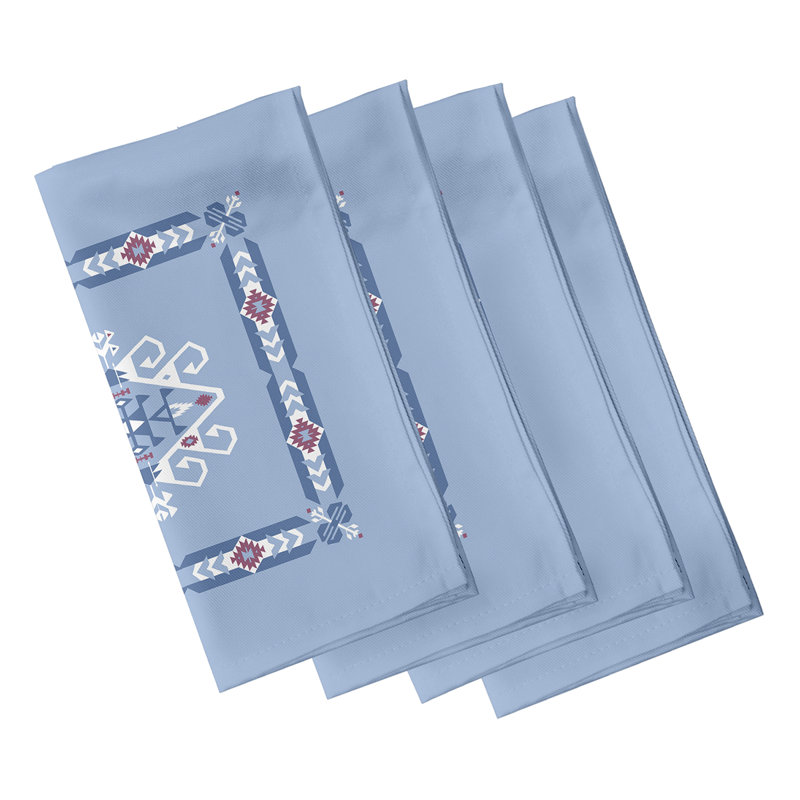 Alfreda Polyester Geometric Square Napkin, Blue