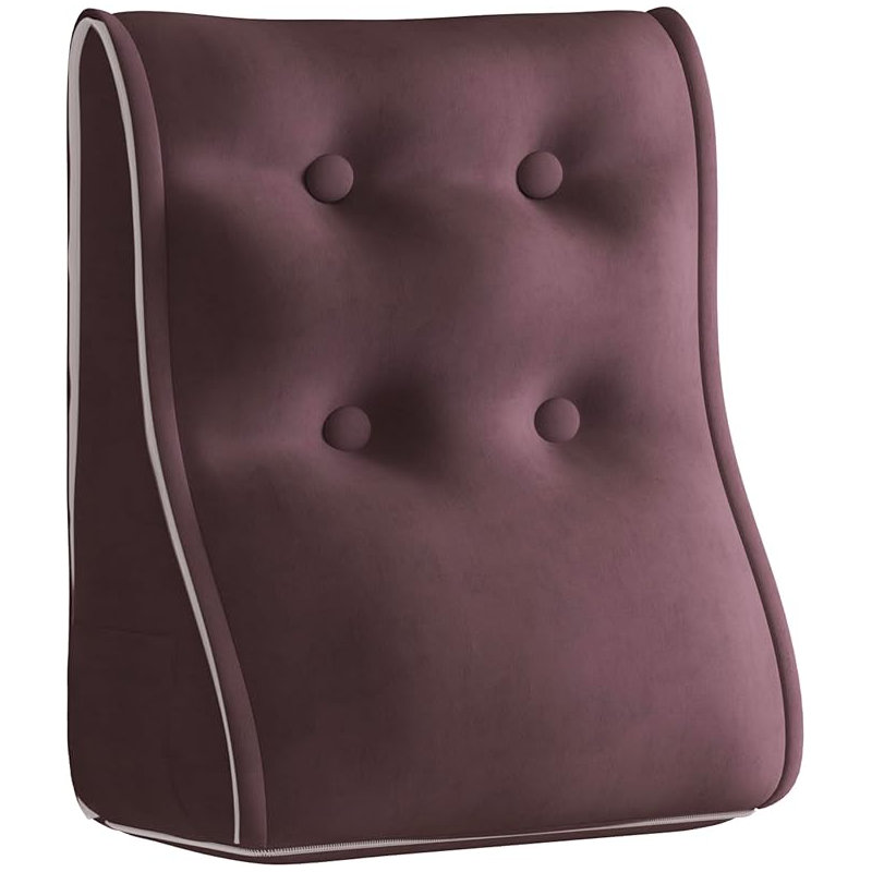 Sit-up Back Comfort Contour Wedge Pillow with Zipper Connector Headboard Velvet Reading Pillows for Sitting up In Bed Sofa Backrest Lumbar Support Cushion Compression