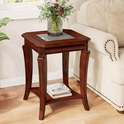 Traditional Wood End Table  And Curved Legs