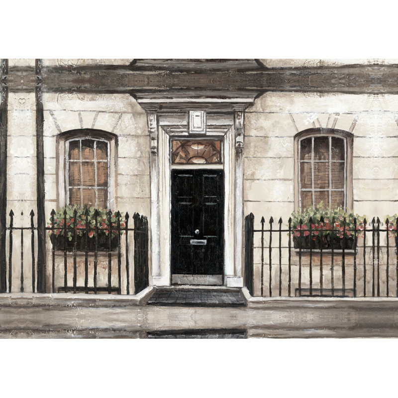 Street Scene Door Faded - Painting Print, 51cm H x 76cm W, Black Floater Framed