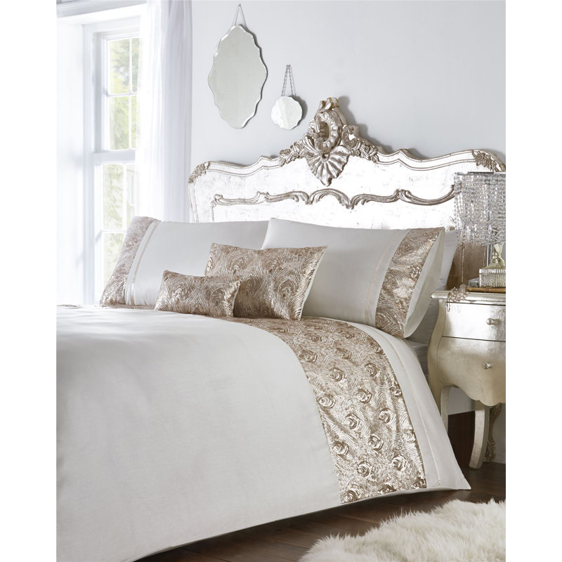 Sequin Style Glam Duvet Cover Set, Rose Gold, Super King Duvet Cover + 2 Standard Pillowcases