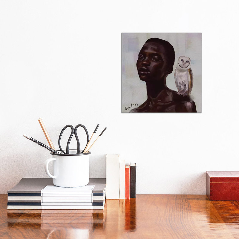 Reproduction d’art sur toile hibou par Adekunle Adeleke, H 12 po x l 12 po x P 1,5 po, Toile tendue, Pas de tapis