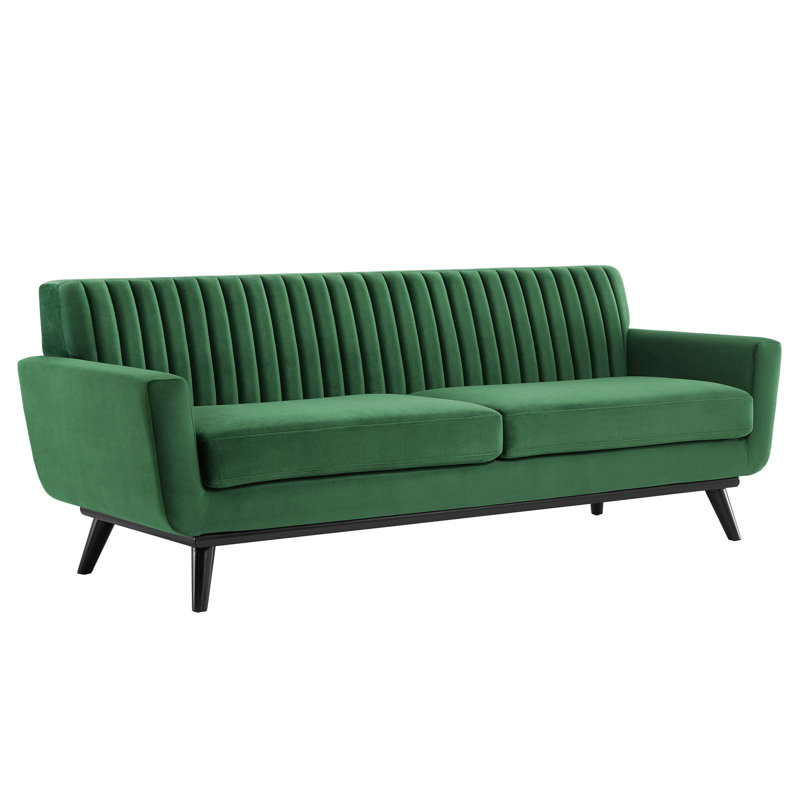 Engage Channel Tufted Fabric Sofa, Emerald