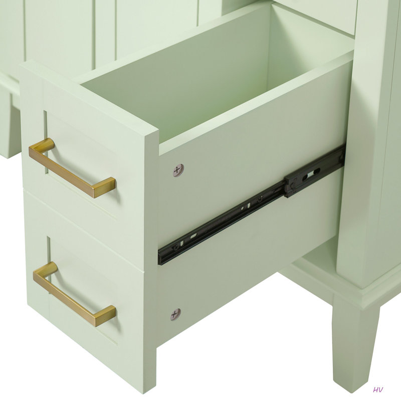 Meuble-lavabo de 30 po avec lavabo en céramique, armoire de rangement moderne avec portes à fermeture douce, tiroir profond et tiroir standard, meuble-lavabo élégant pour les petites salles de bain