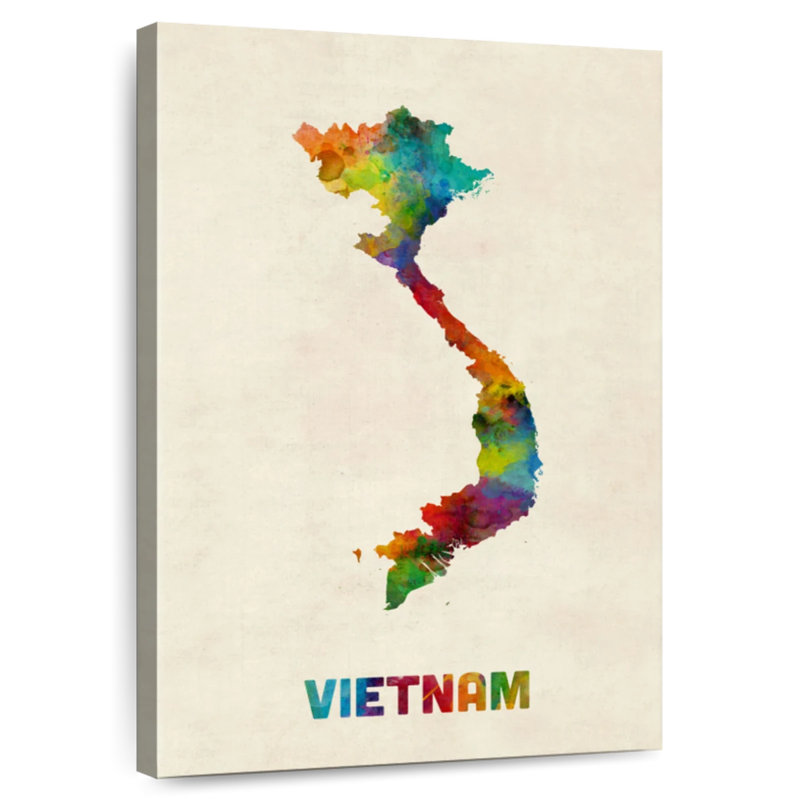 Carte d'aquarelle Aliaz Vietnam II, H 39 po x l 26 po