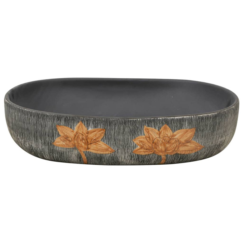 ClassicLiving Atisha 59mm L x 40mm W Grey/Black Ceramic Oval Sink