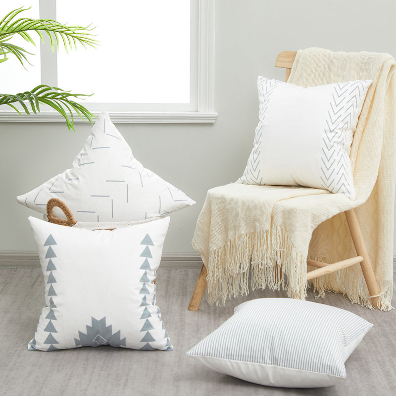 Lendsey Appliqued Outdoor Pillow Cover, Gray