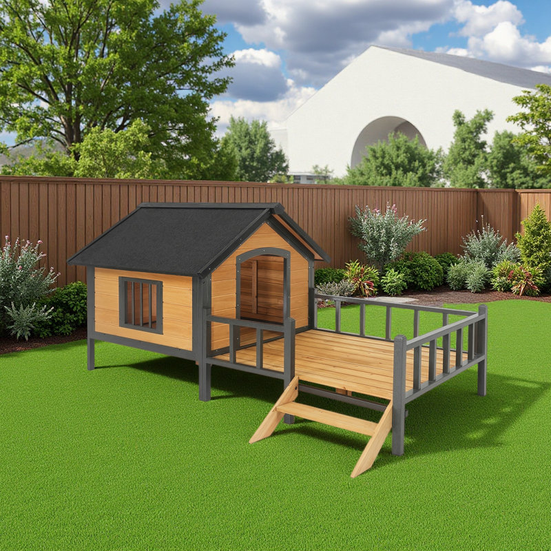 Grande cabane extérieure en bois 67 po x 32,7 po avec toit en asphalte imperméable, Miel