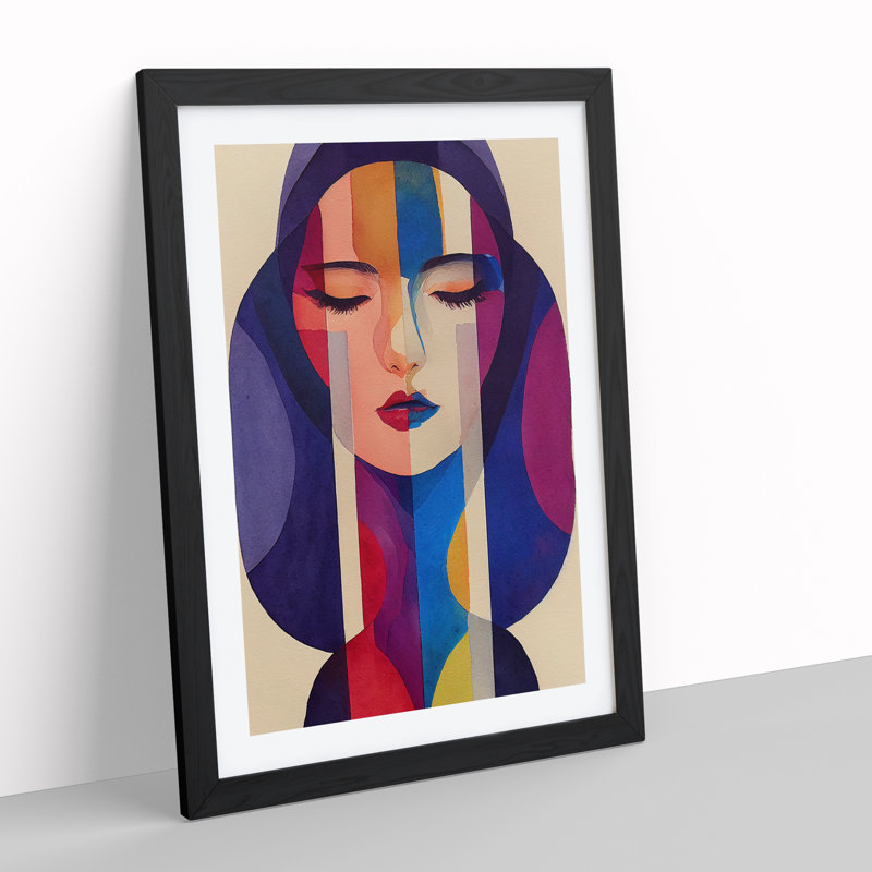 Woman Abstract Watercolour No.2 - Wall Art, Black Framed, 64cm H x 46cm W