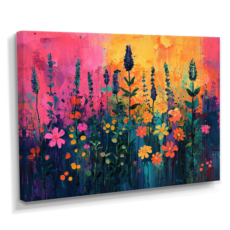 Jacobia Neon Herbs Pop Art - Art mural herbes, H 30 po x l 40 po, Toile tendue, Ne s'applique pas