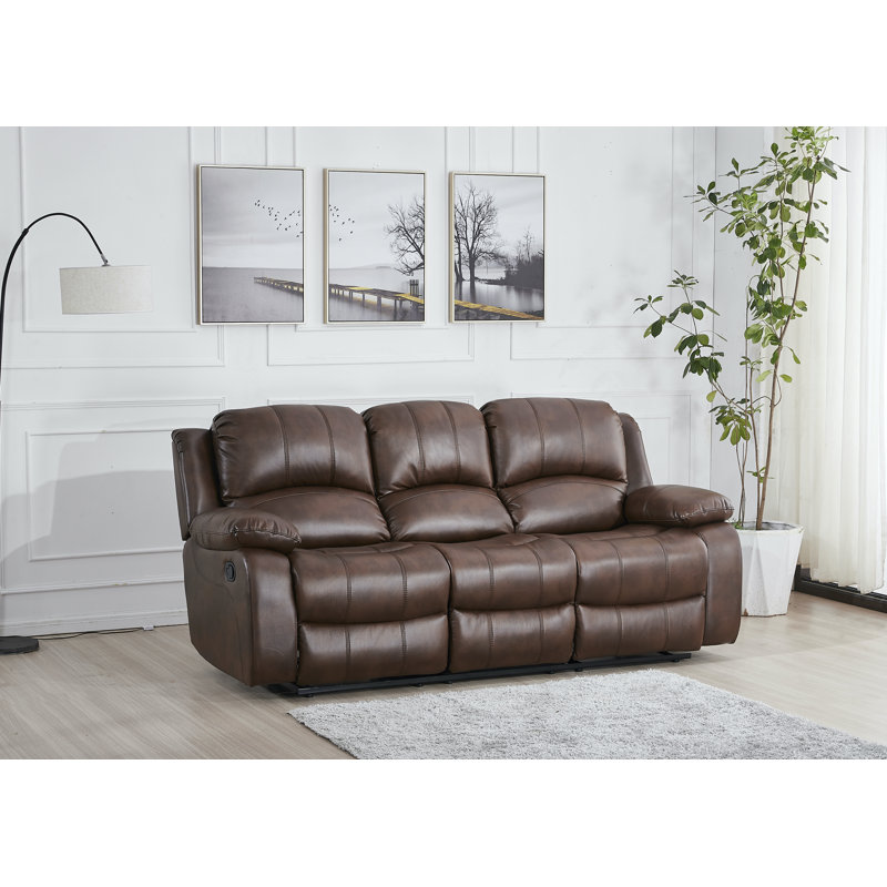 Convergent Upholstered 85'' Reclining Sofa, Whiskey, Manual