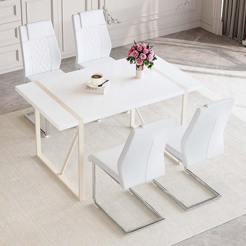 Ensemble de table de salle à manger 5 pièces, Blanc