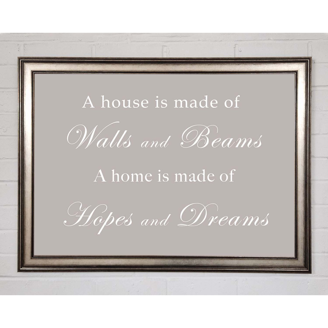 Gerahmtes Poster Home Quote Walls and Beams Hopes and Dreams Beige