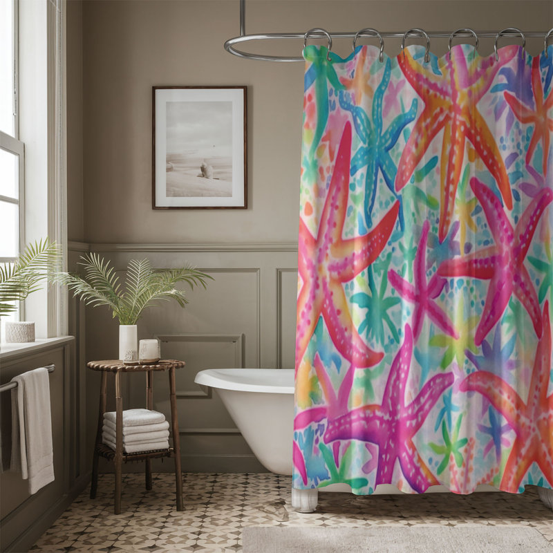 Watercolor Creatures - Rideau de douche standard 1 pièce, H 74 po x l 71 po