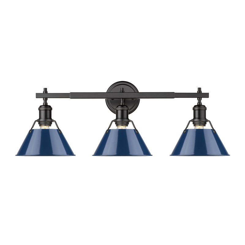 Luminaire à 3 lumières Felda, Bleu marine mat, Noir mat