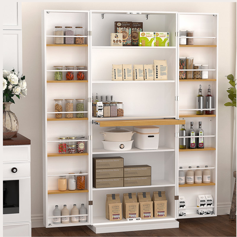 Armoire de cuisine avec portes et tablettes réglables, armoires autoportantes