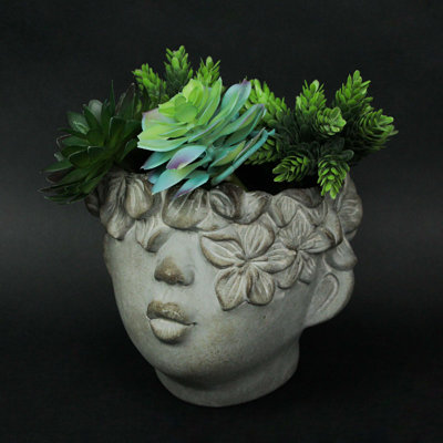 Pot à fleurs en ciment / ciment Delva à fixation murale pour plantes grasses avec drainage, gris vieilli - 8 x 7