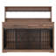 Cage robuste pour chien très grand ou deux chiens de taille moyenne, conception multifonctionnelle comme table d'appoint, portes de grange coulissantes rétro, cage à double couche brune avec verrous de séparation, peut être transformée