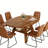 Clanton 43.2"-59.1" Extendable Round Dining Table Set, Mid Century Wooden Round Kitchen Table, Walnut Coffee Table For 8 Person,pu Leather Chair-2011145251-2011145250