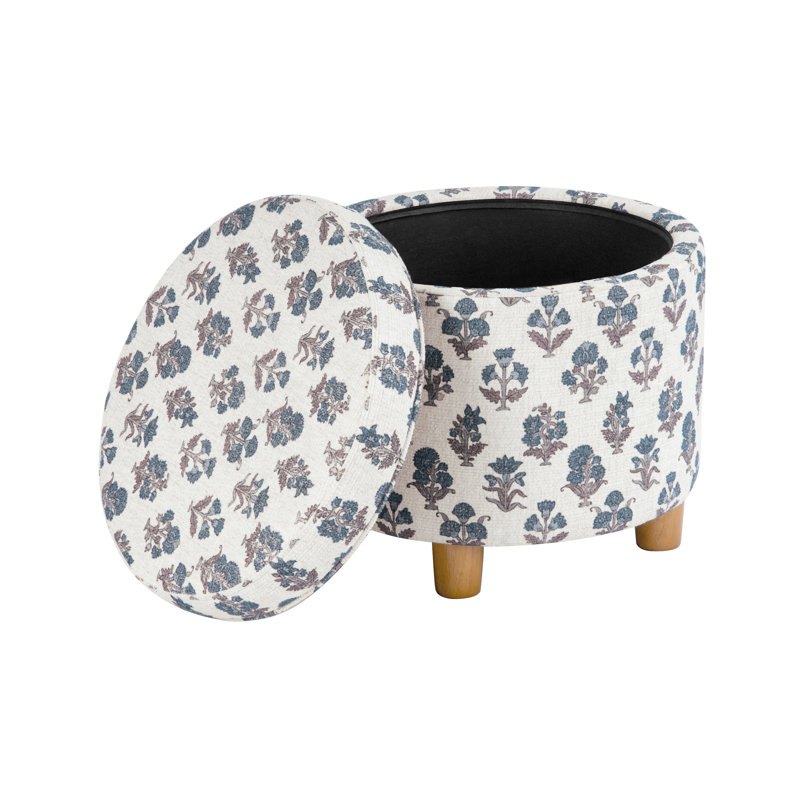 Repose-pieds rond avec rangement, Blue Floral