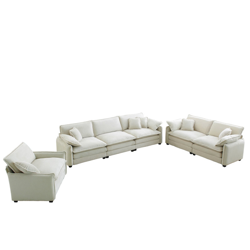 6 modulaires en velours côtelé beige - Polyvalent pour les aires de jeux et les salles de jeux Cinéma maison doux et chaleureux