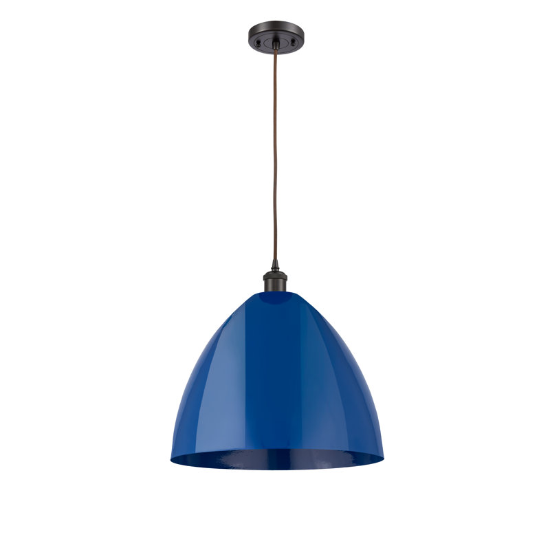 Luminaire suspendu conique 1 lumière, Bleu, Bronze