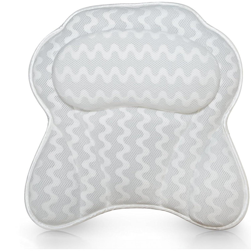 Oreiller de bain Oreiller de soutien pour le cou, coussin de spa pour la baignoire, oreiller relaxant pour appui-tête, accessoires de baignoire lavables portables avec coussin de bain épais en maille 3D (Deluxe)
