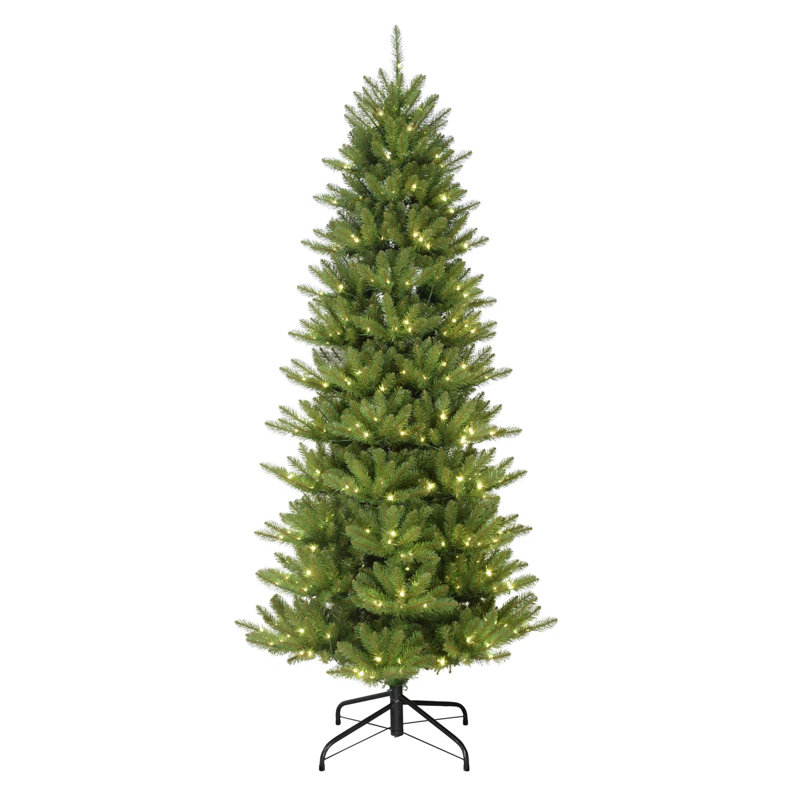 Pre-Lit Artificial Slim Fraser Fir Christmas Tree, 6ft 5" H