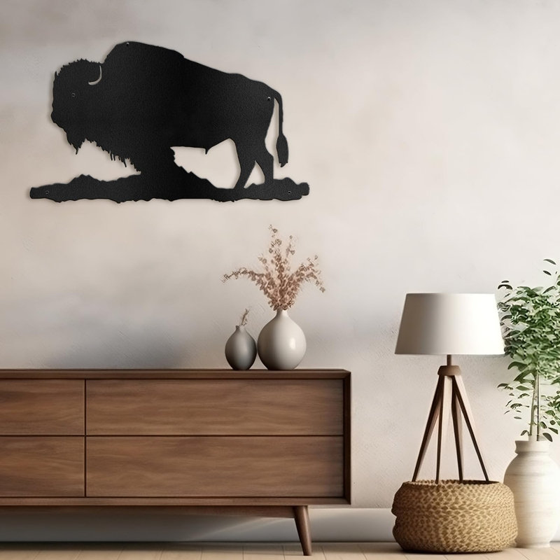 Décoration murale en métal, H 15 po x l 30 po x P 0,05 po, Noir