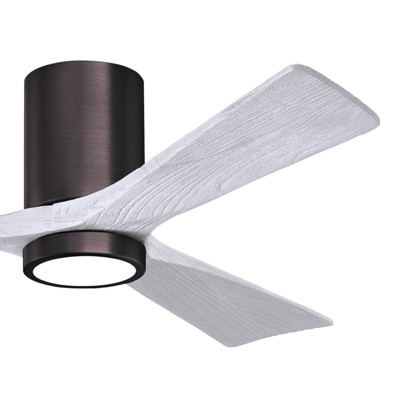 Olivier à 3 pales DEL standard avec ventilateur de plafond et ensemble d'éclairage inclus, Blanc mat, Bronze brossé, 52"