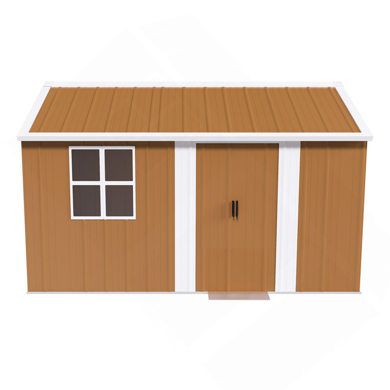 12X8 FT Heavy-Duty Metal Storage Shed With Windows, Lockable Door & Ventilation - Weatherproof Outdoor Garden Shed For Backyard, Lawn, And Tool Organization