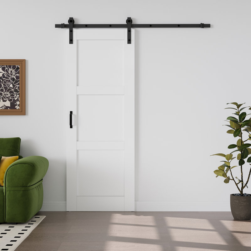 𝗣𝗿𝗲-𝗮𝘀𝘀𝗲𝗺𝗯𝗹𝗲𝗱 𝗗𝗼𝗼𝗿 𝗣𝗮𝗻𝗲𝗹, Porte de grange coulissante en bois manufacturé massif avec trousse de quincaillerie