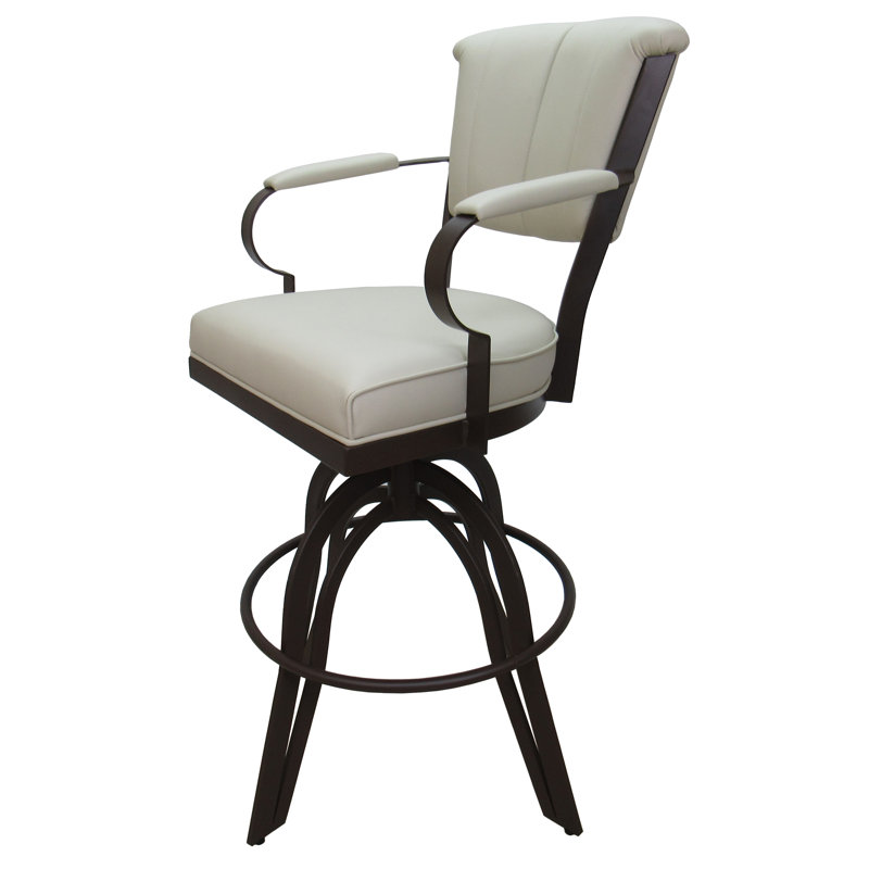 Swivel Metal Bar Stool 30" Seat, Counter Stool (26" Seat Height), Ocean Beige, Brown