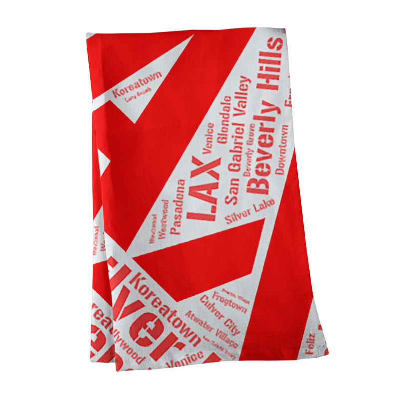 Cotton Tea Towel Kitchen Towel, Red, Los Angeles