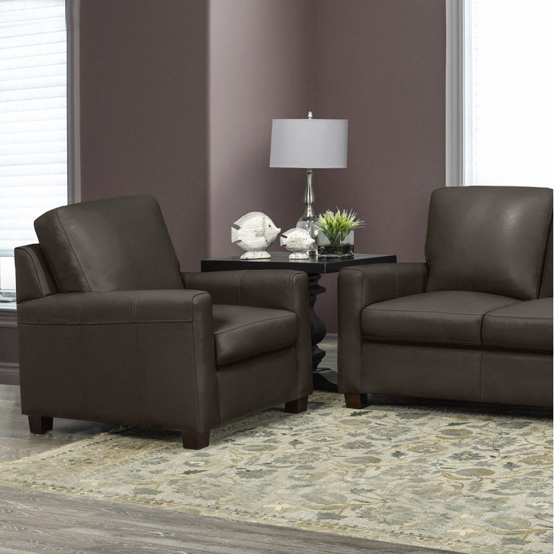 Fauteuil en cuir Anum, Cuir moka