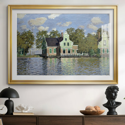 Maisons sur l'Achterzaan-Claude Monet - Reproduction encadrée avec passe-partout et verre - 1871