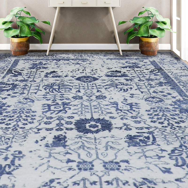 Tapis ivoire et gris noué à la main de haute qualité, Rectangle 12 pi x 15 pi