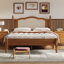 Lit plateforme en bois exquis avec tête de lit en rotin naturel pour un sommeil de rêve-68393265-68393266