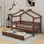Twin wooden house bed with trundle-922912830