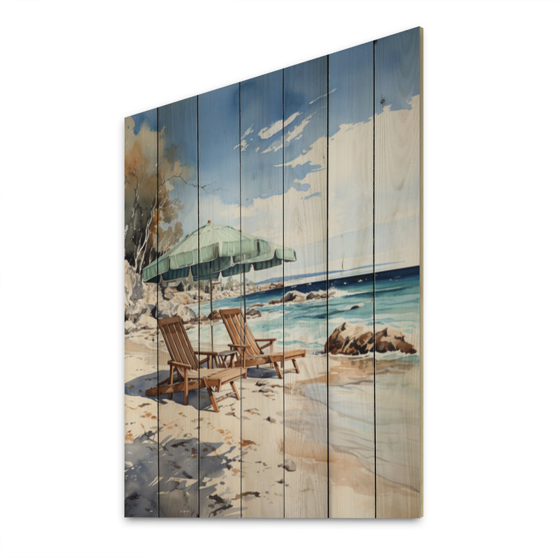 «Beach Chairs Scenery I» sur bois, H 40 po x l 30 po x P 0,78 po