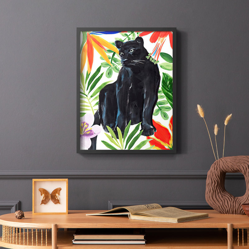 Panther's Paradise I, reproduction encadrée - bois massif, H 14 po x l 11 po, Cadre simple noir