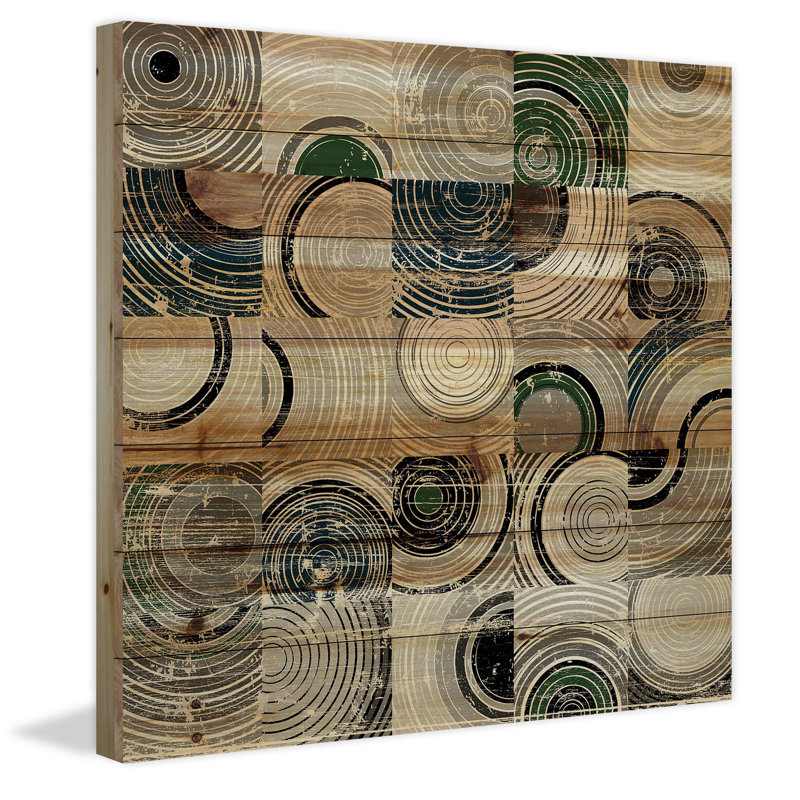 « tourbillons rings », reproduction sur bois, H 32 po x l 32 po